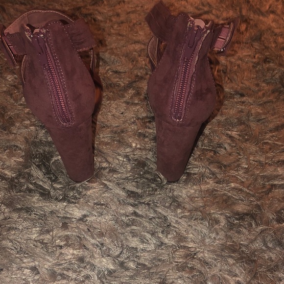 Plum Suede Platform Heels - Picture 3 of 4